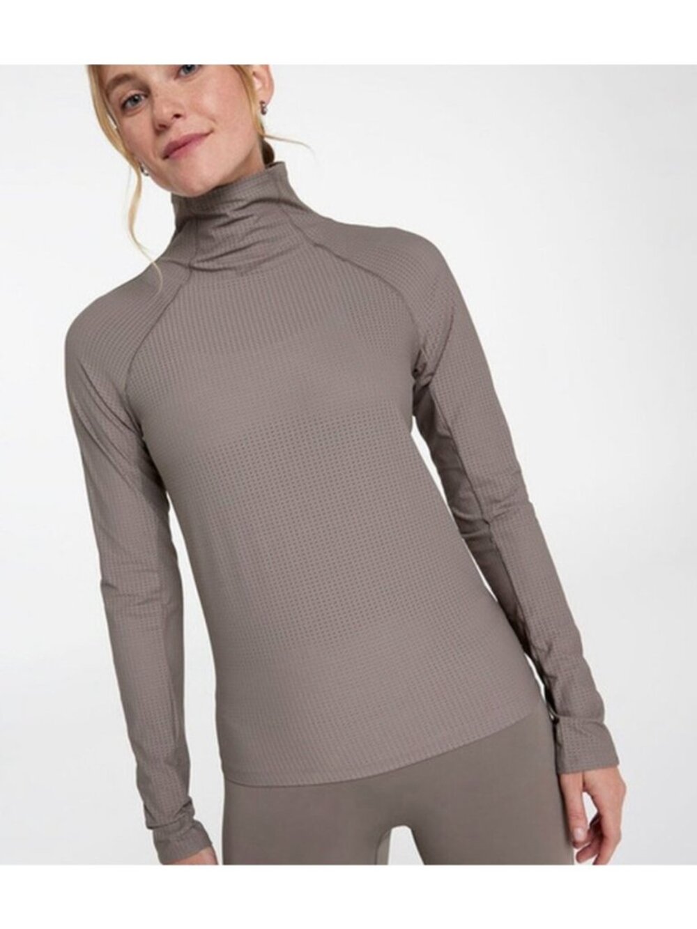 CALIA by Carrie Underwood Dark Gray Warp Mesh Mock Neck Athletic Top Size XL